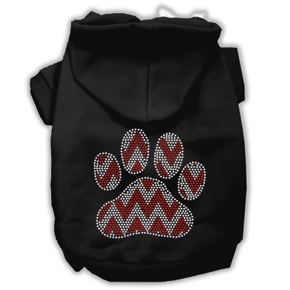 Candy Cane Chevron Paw Rhinestone Dog Hoodie Black L