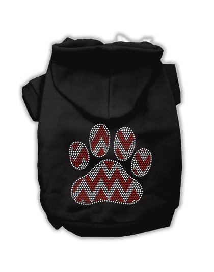 Candy Cane Chevron Paw Rhinestone Dog Hoodie Black L