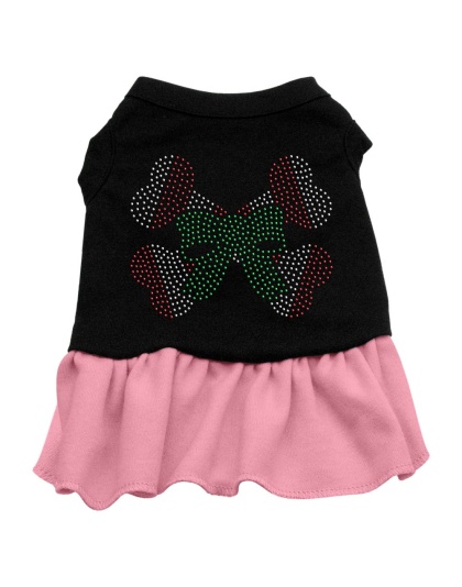 Candy Cane Crossbones Rhinestone Dress Black with Pink Lg