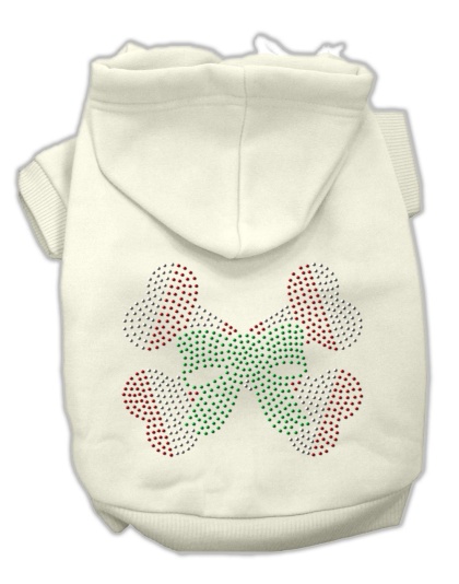 Candy Cane Crossbones Rhinestone Hoodie Cream L