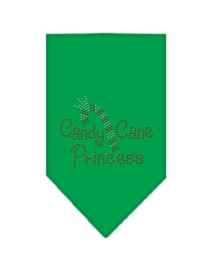 Candy Cane Princess Rhinestone Bandana Emerald Green Large