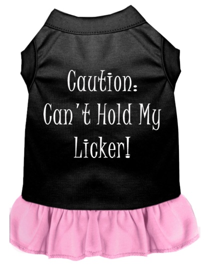 Can't Hold My Licker Screen Print Dress Black with Light Pink Lg