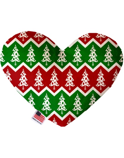 Chevron Christmas Trees 6 Inch Canvas Heart Dog Toy