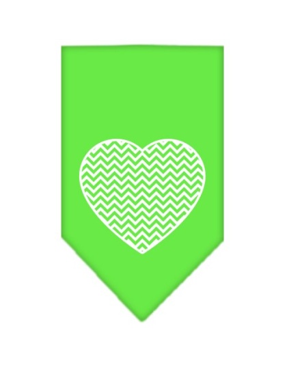 Chevron Heart Screen Print Bandana Lime Green Large