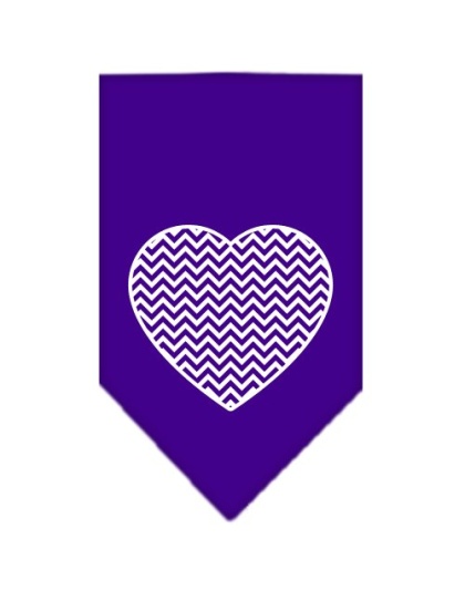 Chevron Heart Screen Print Bandana Purple Large