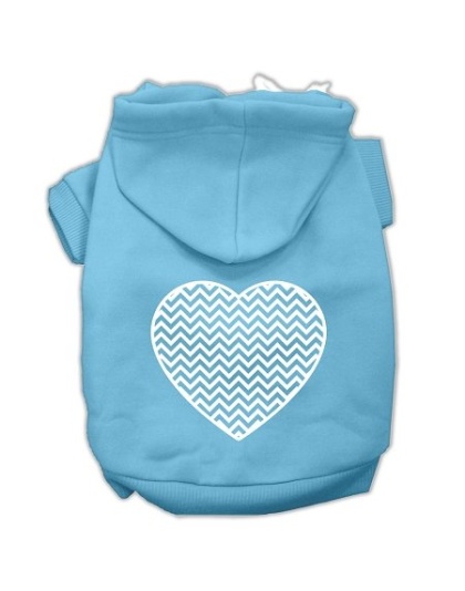 Chevron Heart Screen Print Dog Pet Hoodies Baby Blue Size Lg