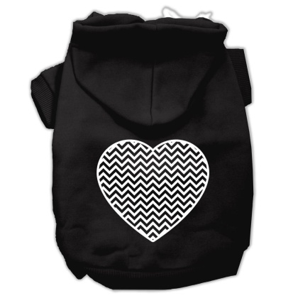 Chevron Heart Screen Print Dog Pet Hoodies Black Size Lg