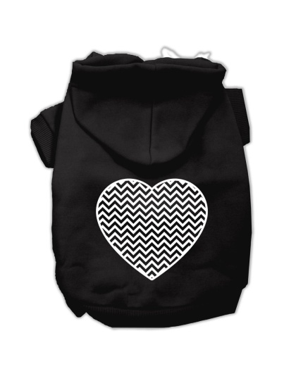 Chevron Heart Screen Print Dog Pet Hoodies Black Size Lg