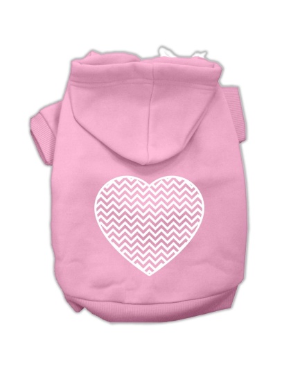 Chevron Heart Screen Print Dog Pet Hoodies Light Pink Size Lg