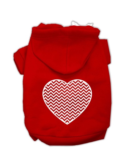 Chevron Heart Screen Print Dog Pet Hoodies Red Size Lg