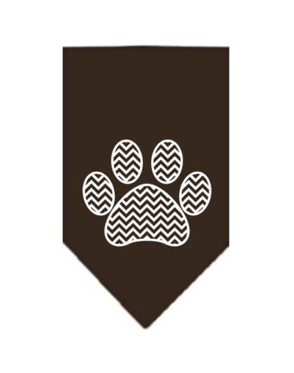 Chevron Paw Screen Print Bandana Brown Large