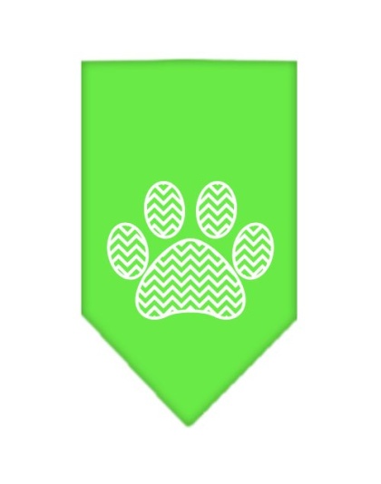 Chevron Paw Screen Print Bandana Lime Green Large