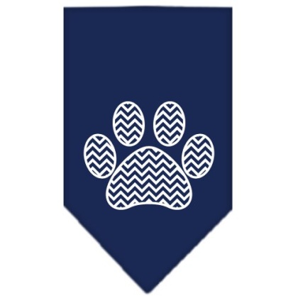 Chevron Paw Screen Print Bandana Navy Blue large