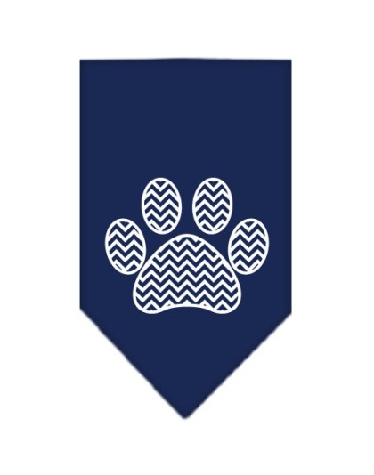 Chevron Paw Screen Print Bandana Navy Blue large