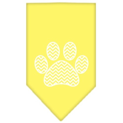 Chevron Paw Screen Print Bandana Yellow Large