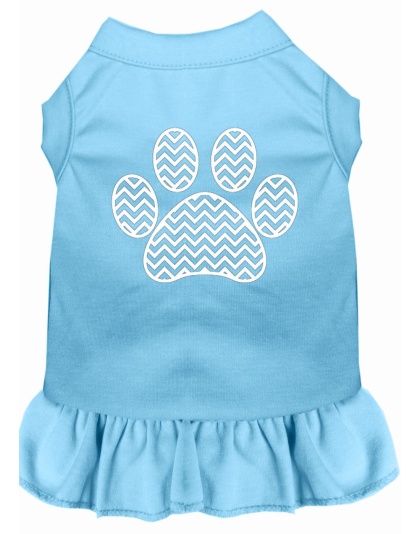 Chevron Paw Screen Print Dress Baby Blue 4X (22)