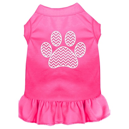 Chevron Paw Screen Print Dress Bright Pink 4X (22)