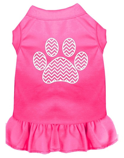 Chevron Paw Screen Print Dress Bright Pink 4X (22)