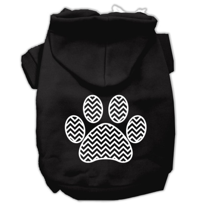 Chevron Paw Screen Print Pet Hoodies Black Size Lg