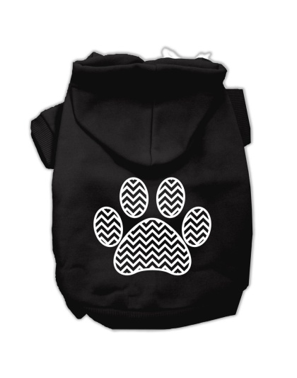 Chevron Paw Screen Print Pet Hoodies Black Size Lg
