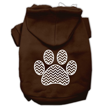 Chevron Paw Screen Print Pet Hoodies Brown Size Lg
