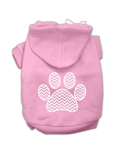 Chevron Paw Screen Print Pet Hoodies Light Pink Size Lg