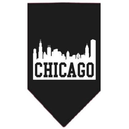 Chicago Skyline Screen Print Bandana Black Large