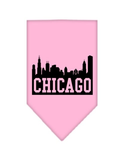 Chicago Skyline Screen Print Bandana Light Pink Large