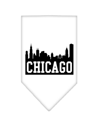 Chicago Skyline Screen Print Bandana White Large