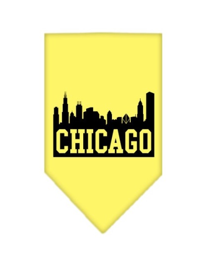 Chicago Skyline Screen Print Bandana Yellow Large