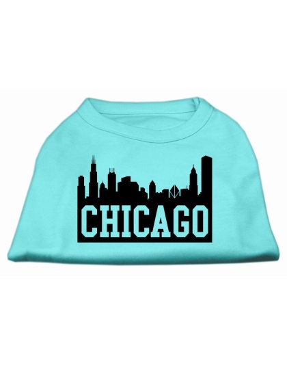 Chicago Skyline Screen Print Shirt Aqua Lg