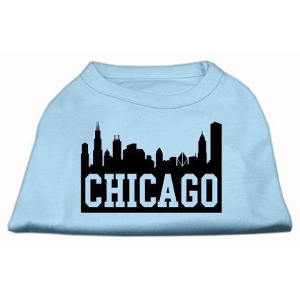 Chicago Skyline Screen Print Shirt Baby Blue Lg