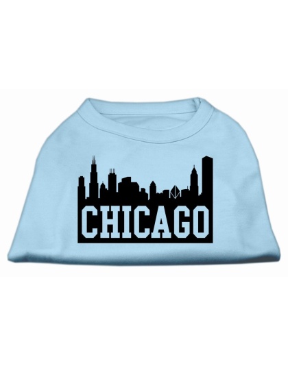 Chicago Skyline Screen Print Shirt Baby Blue Lg