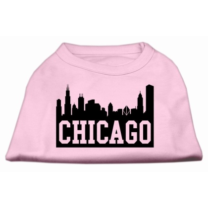 Chicago Skyline Screen Print Shirt Light Pink Lg