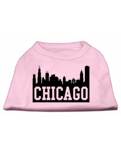 Chicago Skyline Screen Print Shirt Light Pink Lg