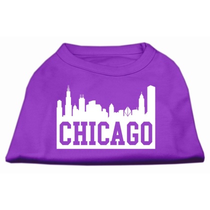 Chicago Skyline Screen Print Shirt Purple Lg