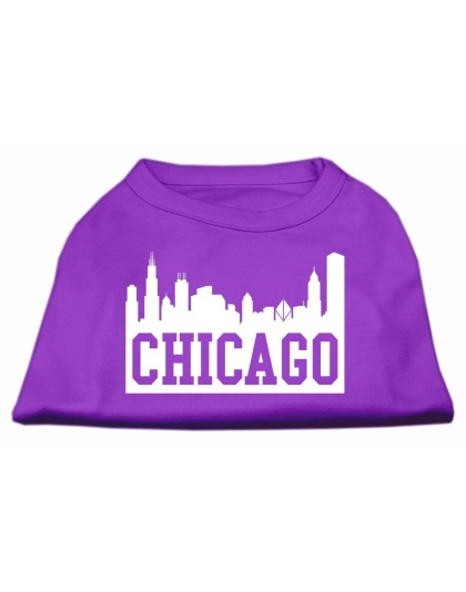 Chicago Skyline Screen Print Shirt Purple Lg