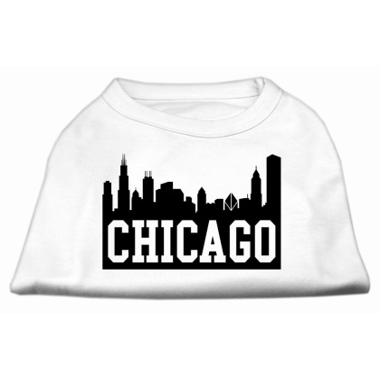 Chicago Skyline Screen Print Shirt White Lg