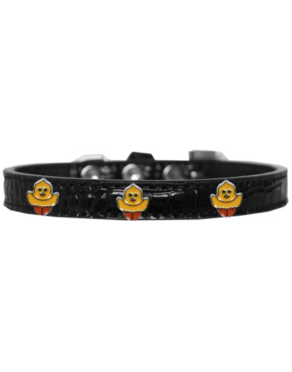 Chickadee Widget Croc Dog Collar Black Size 10