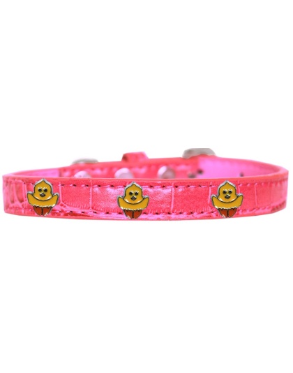 Chickadee Widget Croc Dog Collar Bright Pink Size 10