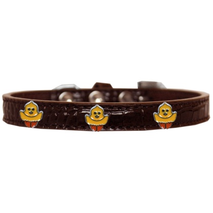 Chickadee Widget Croc Dog Collar Chocolate Size 10