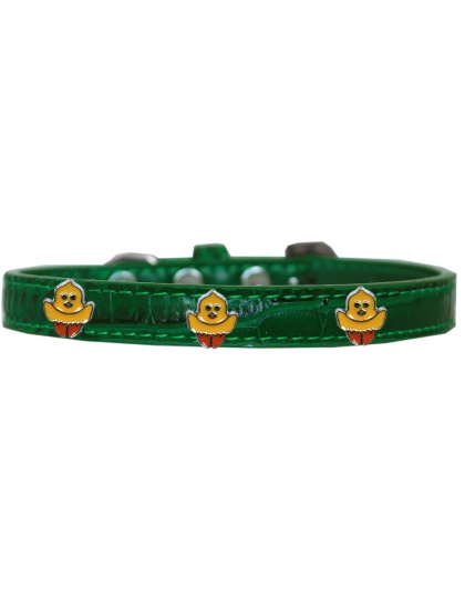Chickadee Widget Croc Dog Collar Emerald Green Size 10