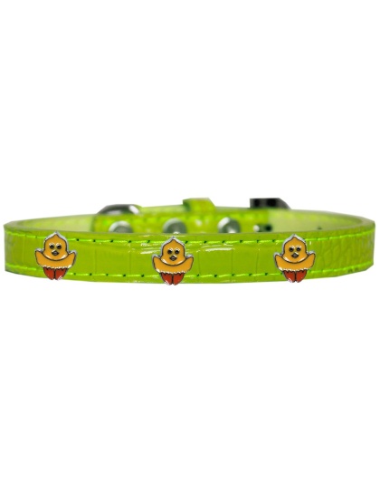 Chickadee Widget Croc Dog Collar Lime Green Size 10