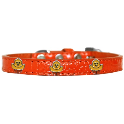 Chickadee Widget Croc Dog Collar Orange Size 10