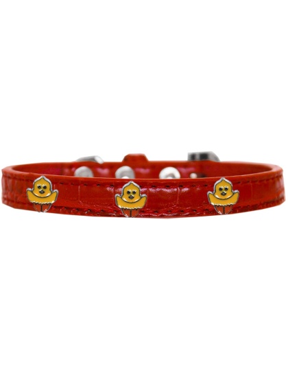 Chickadee Widget Croc Dog Collar Red Size 10