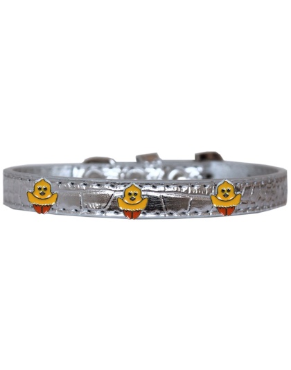 Chickadee Widget Croc Dog Collar Silver Size 10