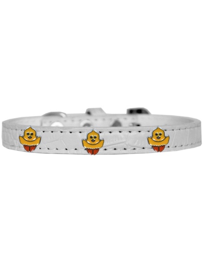 Chickadee Widget Croc Dog Collar White Size 10