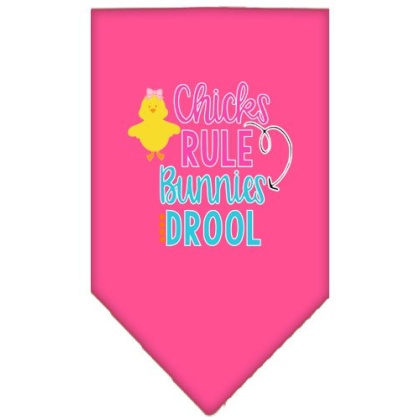 Chicks Rule Screen Print Bandana Bright Pink Large