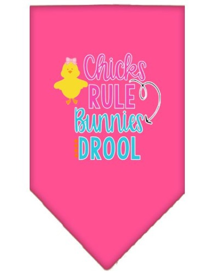 Chicks Rule Screen Print Bandana Bright Pink Large