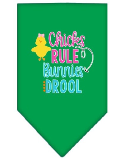 Chicks Rule Screen Print Bandana Emerald Green Large